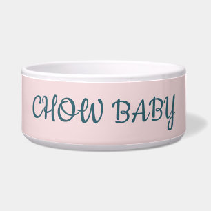 Personalized CHOW BABY pink Pet Bowl