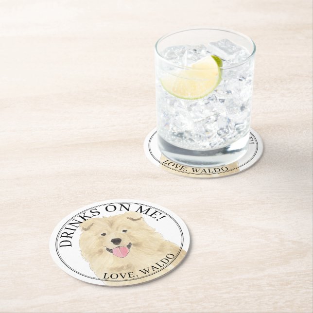 Personalized Chow Chow Dog Wedding Round Paper Coaster (Insitu)