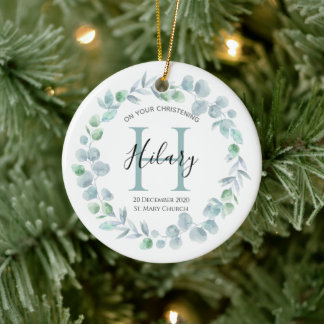 Personalized Christen Godparents Baptism godchild Ceramic Ornament