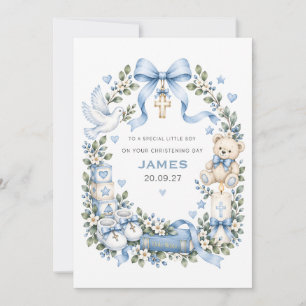 Personalized Christening Card for Boy Baptism