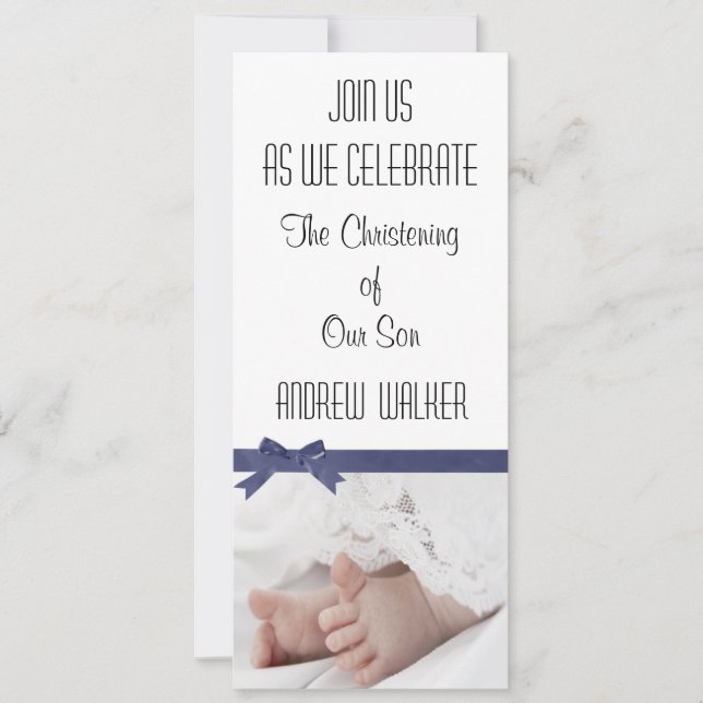 Personalized Christening Invitation for Baby Boy (Front)