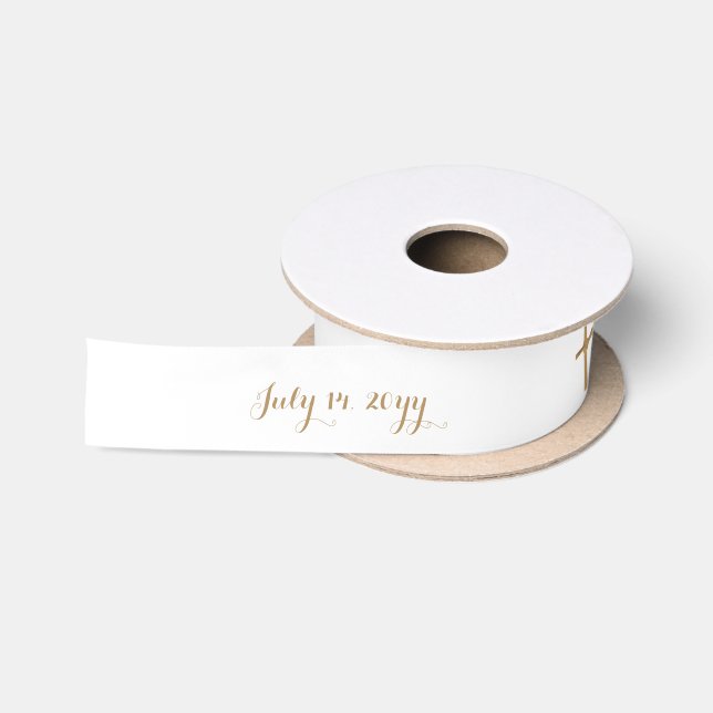  Personalized Christening Vintage Boho Gold Cross Satin Ribbon (Spool)