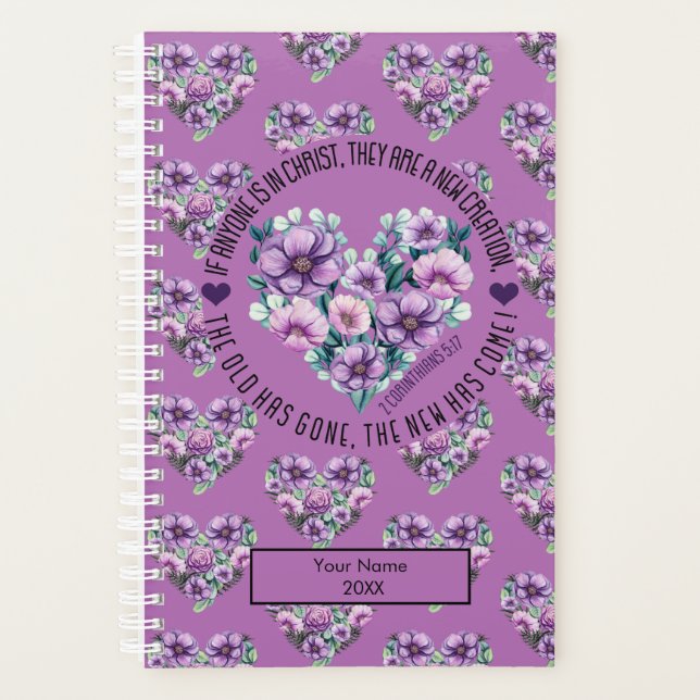 Personalized Christian 2 Corinthians 5:17 Bible Planner (Front)