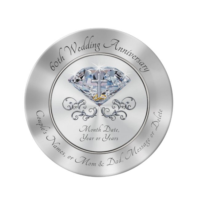 Personalized Christian 60th Anniversary Gifts Plate (Front)