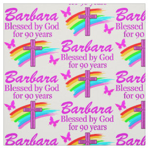 PERSONALIZED CHRISTIAN 90TH BIRTHDAY FABRIC
