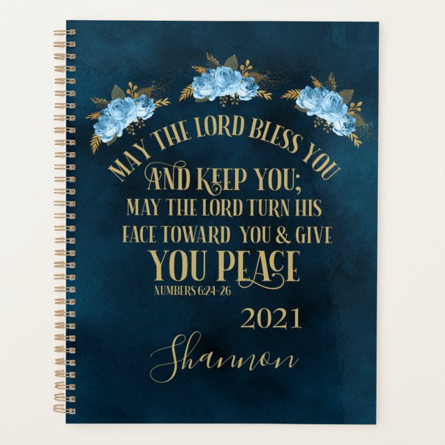 Personalized Christian  Blessing Bible Floral 2021 Planner (Front)