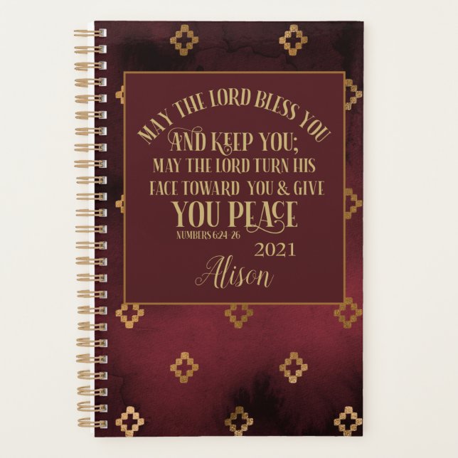 Personalized Christian  Blessing Bible Floral 2021 Planner (Front)