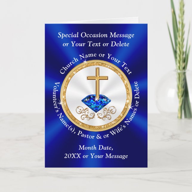 Personalized Christian Cards for Pastors, Wife,  (Front)