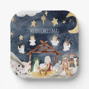 Personalized Christian Christmas Kids Nativity Paper Plate