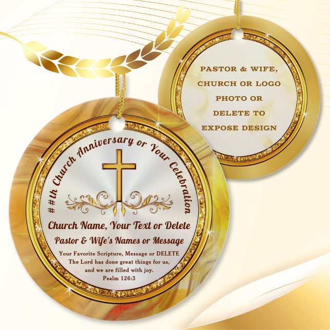Personalized Christian Christmas Ornaments, PHOTO Ceramic Ornament (Pastor Ornament. Bible verse ornaments. Church anniversary ideas. Personalized Christian Ornaments. )