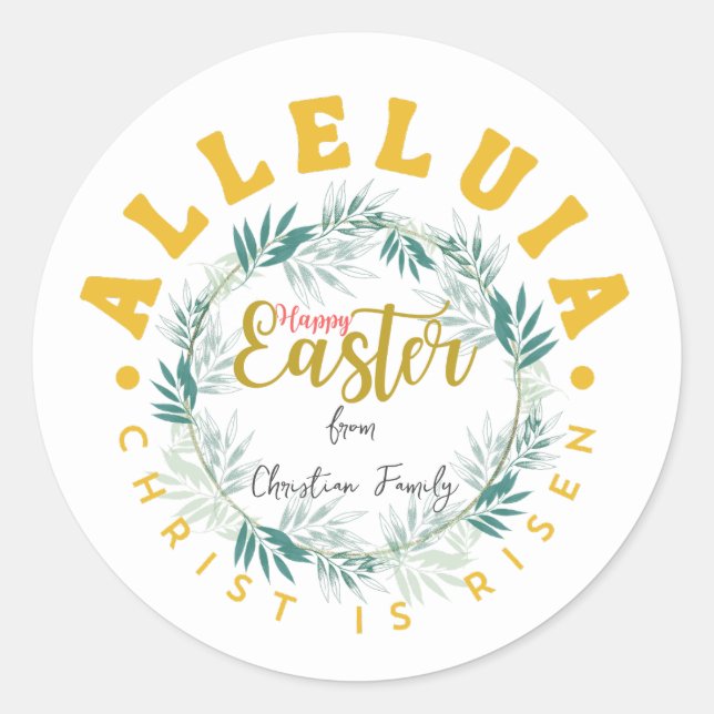 Personalized Christian Easter Classic Round Sticker (Front)