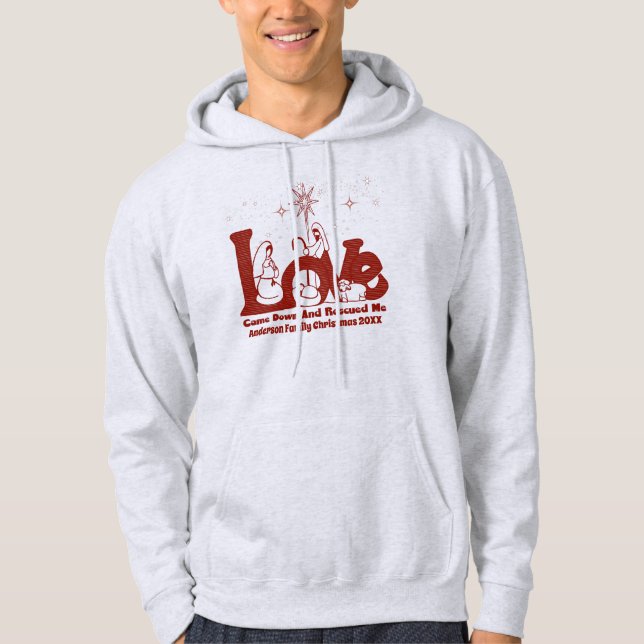 Personalized Christian Family Christmas Nativity Hoodie (Front)