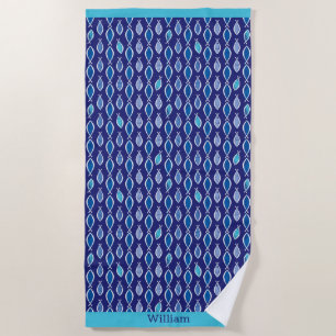 Personalized Christian Ichthys Jesus Fish Navy Beach Towel