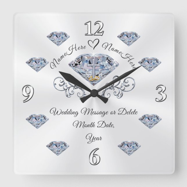 Personalized Christian Marriage Gifts Online Square Wall Clock (Front)