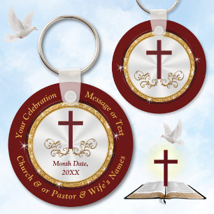 Personalized, Christian Party Favours, Burgundy Keychain