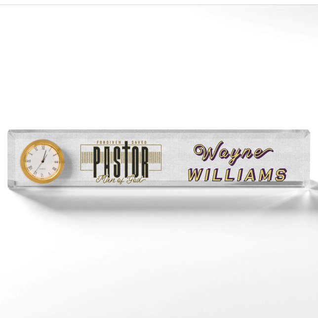 Personalized Christian Pastor Desk Nameplate (Front)