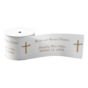 Personalized Christian Patterned Wedding Ribbon Grosgrain Ribbon