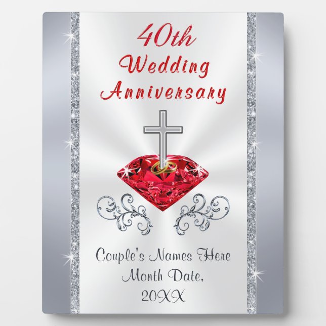 Personalized Christian Ruby Anniversary Gift Ideas Plaque (Front)