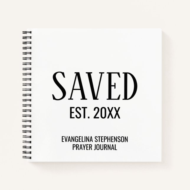 Personalized Christian Saved Established Prayer  Notebook (Front)