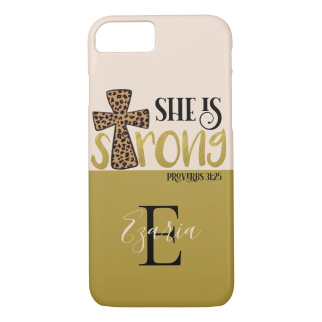 Personalized Christian She Is Strong Proverbs 31 Case-Mate iPhone Case (Back)