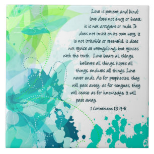 Personalized Christian Tiles - 1Corinthians 13:4-8