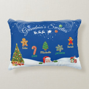 Personalized Christmas  5 Names Grandma's Sweeties Accent Pillow