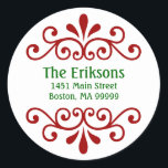 Personalized Christmas Address Labels<br><div class="desc">These holiday address labels feature a red scroll design and green text. Customize them with your address. Great for mailing Christmas cards!</div>