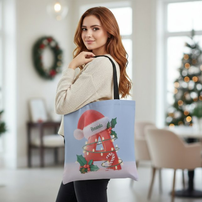 Personalized Christmas Alphabet 'A' Tote Bag (Creator Uploaded)