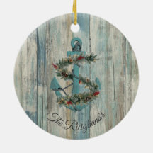 Personalized Christmas Anchor Ceramic Ornament