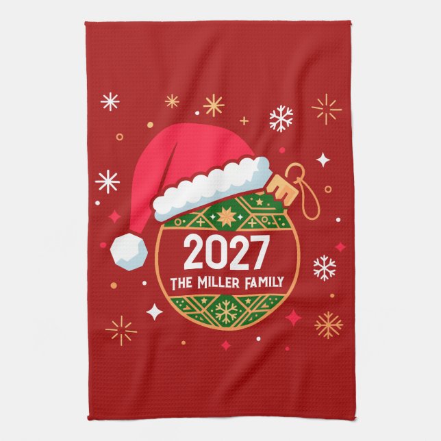 Personalized Christmas and 2027 New Year design Kitchen Towel (Vertical)
