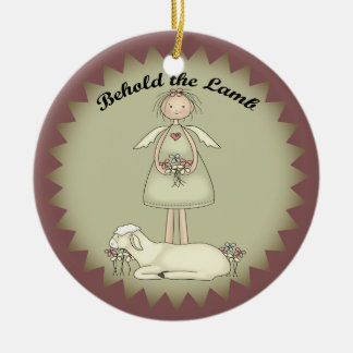 Personalized Christmas Angel And Lamb Ornament