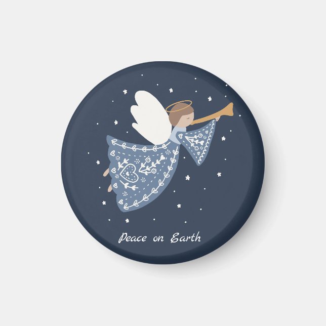 Personalized Christmas Angel Holiday Peace Earth Magnet (Front)