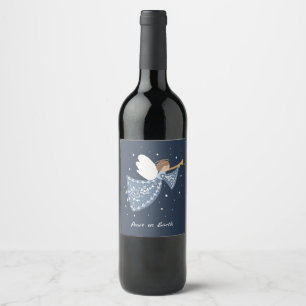 Personalized Christmas Angel Holiday Peace Earth Wine Label