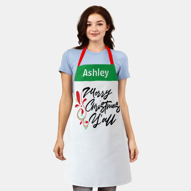 Personalized Christmas Aprons, Hip Y'all Custom Apron (Worn)