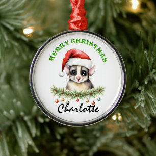 Personalized Christmas Aussie Animals Sugar Glider Metal Ornament