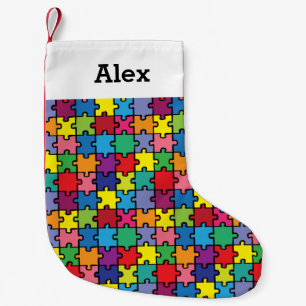 Personalized Christmas Autism Awareness Puzzle Small Christmas Stocking