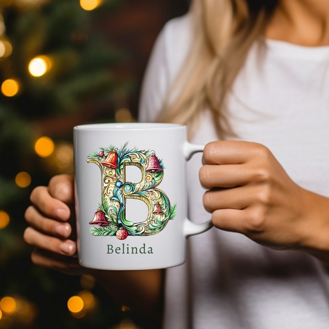 Personalized Christmas B Initial Monogram Coffee Mug (Personalized Christmas B Initial Monogram Coffee Mug)