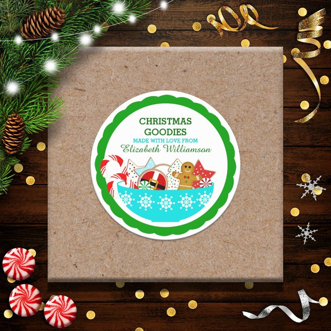 Personalized Christmas Baked Goods Classic Round Sticker (Creator Uploaded)