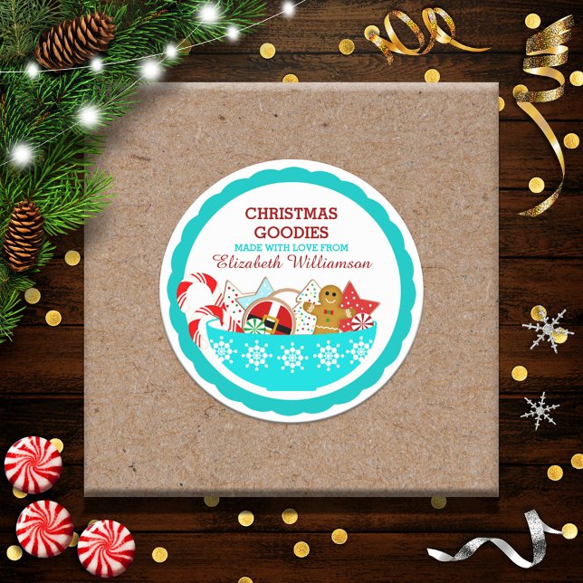 Personalized Christmas Baked Goods Classic Round Sticker (Creator Uploaded)