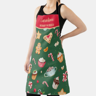 Personalized Christmas Baking Pattern Apron
