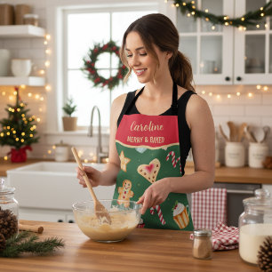 Personalized Christmas Baking Pattern Apron
