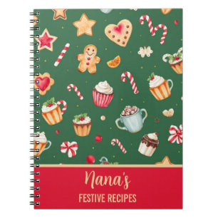 Personalized Christmas Baking Pattern Notebook