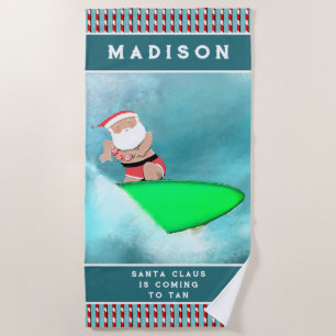 Personalized Christmas Beach Towel