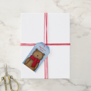 Personalized Christmas Bear kids  Gift Tags