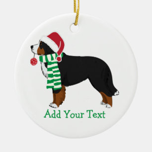 Personalized Christmas Bernese Mountain Dog Ceramic Ornament