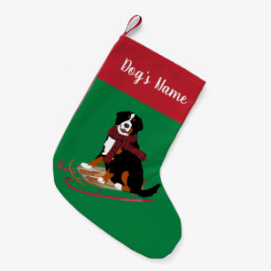 Personalized Christmas Bernese Mt Dog Sledding Small Christmas Stocking