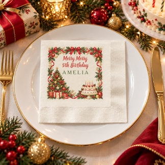 Personalized Christmas Birthday Paper Napkins