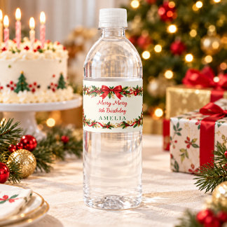 Personalized Christmas Birthday Water Bottle Label