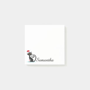Personalized Christmas Black Cat Post-It Notes