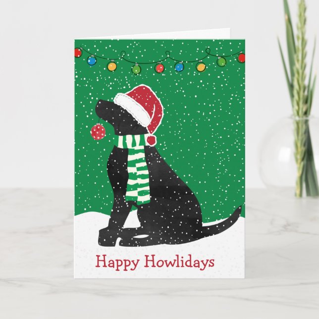 Personalized Christmas Black Lab Holiday Dog Card (Front)